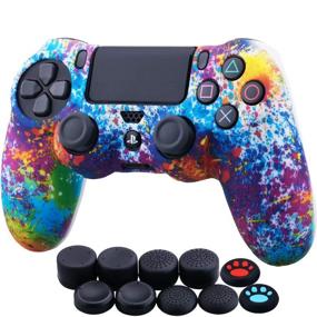 img 4 attached to 🎮 Upgraded YoRHa Water Transfer Printing Camouflage Silicone Cover Skin Case for Sony PS4/slim/Pro Dualshock 4 Controller x 1 (Splashing Paint) + Bonus Thumb Grips x 10