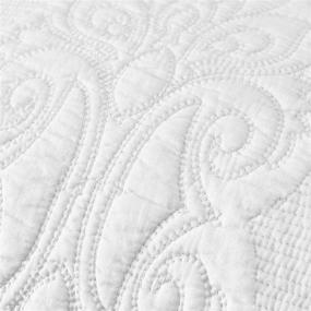 img 1 attached to 🛏️ Cozy White Paisley Quilted Pillow Shams - Set of 2 Standard Size Cotton Pillow Cases for Comfy Décor