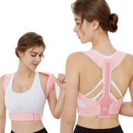 🎀 women's pink posture corrector - lady girls' posture brace for upper back support, adjustable back straightener providing pain relief from neck, back, and shoulder (large) логотип