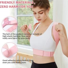 img 2 attached to 🎀 Women's Pink Posture Corrector - Lady Girls' Posture Brace for Upper Back Support, Adjustable Back Straightener Providing Pain Relief from Neck, Back, and Shoulder (Large)