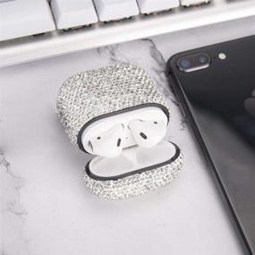 img 1 attached to 💎 Сияющий чехол с ринестонами для AirPods - MOLOVA Bling-обложка для беспроводного зарядного футляра Apple AirPods, ударопрочная с карабином (белая)