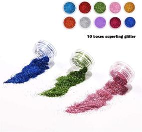 img 1 attached to 💅 PHOGARY 34 Pots Glitter Set with 15 PCS Nail Art Brushes: Sparkly Sequins & Iridescent Flakes for Nail Art, Crafting, Makeup & Slime Supplies