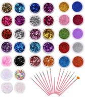 💅 phogary 34 pots glitter set with 15 pcs nail art brushes: sparkly sequins & iridescent flakes for nail art, crafting, makeup & slime supplies logo