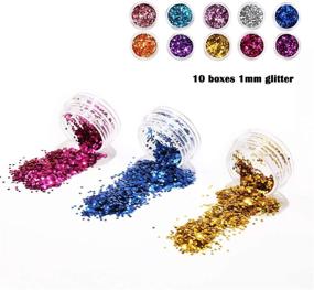 img 3 attached to 💅 PHOGARY 34 Pots Glitter Set with 15 PCS Nail Art Brushes: Sparkly Sequins & Iridescent Flakes for Nail Art, Crafting, Makeup & Slime Supplies