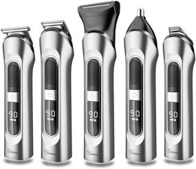 img 3 attached to Hatteker Beard Trimmer for Men Hair Clipper: Precision Grooming Kit for Mustache, Nose, Body Hair - Cordless, Rechargeable & Waterproof 5-in-1 (Silver)