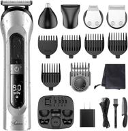 hatteker beard trimmer for men hair clipper: precision grooming kit for mustache, nose, body hair - cordless, rechargeable & waterproof 5-in-1 (silver) logo