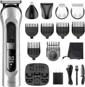 img 4 attached to Hatteker Beard Trimmer for Men Hair Clipper: Precision Grooming Kit for Mustache, Nose, Body Hair - Cordless, Rechargeable & Waterproof 5-in-1 (Silver)