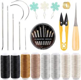 img 4 attached to 🧵 Premium Leather Sewing Kit with Storage Box | Sewing Awl & Needles | 54 Yard Thread | Threader | Ideal for Leather Hand Stitching DIY Projects - Beginners to Professionals