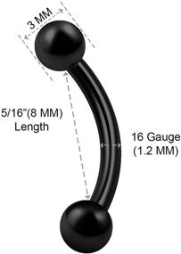 img 2 attached to 4 Piece Set of Black Curved Barbell Studs, 16g with 3mm Ball Spike, Ideal for Snakebites, Earrings, Daith Piercings. Also Available in Various Sizes.