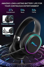 img 2 attached to 🎧 Premium Bluetooth Headphones with Microphone: Enhanced Bass, Foldable, and Noise Cancelling for Travel/Work - 60 Hours Playtime, Comfortable Protein Earpads (Black)