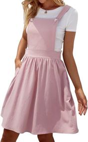 img 2 attached to 👗 Romwe Women's Cute A Line Mini Pinafore Dress with Adjustable Straps: Pleated Perfection!