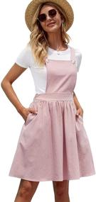 img 4 attached to 👗 Romwe Women's Cute A Line Mini Pinafore Dress with Adjustable Straps: Pleated Perfection!