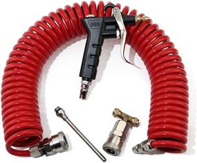 img 2 attached to Boeray Heavy Duty Truck Air Duster Blow Gun Cleaning Kit - 9M Long Coil, 2 Interchangeable Nozzle Tips, Red Air Seat Blow Gun