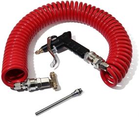 img 4 attached to Boeray Heavy Duty Truck Air Duster Blow Gun Cleaning Kit - 9M Long Coil, 2 Interchangeable Nozzle Tips, Red Air Seat Blow Gun