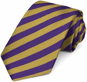 img 1 attached to TieMart Dark Purple Formal Striped Men's Accessories and Ties, Cummerbunds & Pocket Squares
