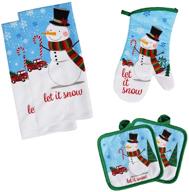 christmas decor kitchen potholders snowman logo