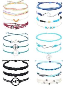 img 4 attached to 🌊 LOYALLOOK 20PCS Beach Wrap Vsco Bracelets - Ocean Wave Strand Bracelets | Waterproof Handmade Friendship Bracelets | Braided Rope Bohemian Anklet Bracelet | Adjustable