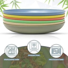 img 1 attached to 🌿 Premium Bamboo Fiber Plastic Plates Set: Eco-Friendly, Durable Dinnerware