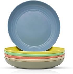 img 4 attached to 🌿 Premium Bamboo Fiber Plastic Plates Set: Eco-Friendly, Durable Dinnerware