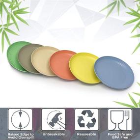 img 2 attached to 🌿 Premium Bamboo Fiber Plastic Plates Set: Eco-Friendly, Durable Dinnerware