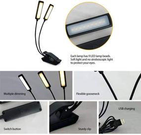 img 1 attached to 📚 Versatile HONGYU Rechargeable LED Book Light: Double Head Clip Reading Lights, 18 LEDs, Portable E-Reader Light, USB Travel Clip Lamp for Kids & Bookworms – Music Stand Light Included