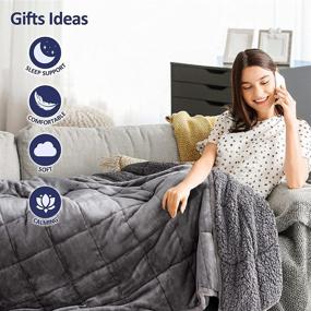 img 1 attached to 🛏️ Cozy and Warm Sherpa Fleece Weighted Blanket for Adults - 15 lbs, Dual-Side Grey 60"x80", Kivik Soft Plush Flannel Bed Blanket