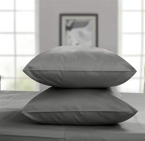 img 4 attached to 🌟 Premium 1000 Thread Count Supima Cotton King Pillowcase Set - Luxurious Sateen, Dark Grey | Threadmill Home Linen