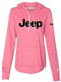 img 1 attached to Detroit Shirt Company Ladies Jeep Lotus Pink Heather Lightweight Hooded T-Shirt, Tri-Blend Blend