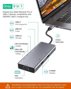 img 3 attached to GIKERSY USB C Хаб адаптер Док-станция для MacBook Pro и Dell XPS 💻 - 2 HDMI, VGA, USB 3.0/2.0, 87W PD, SD/TF картридер, 3.5mm аудио - только для Windows.