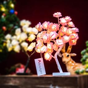 img 1 attached to 🌹 Bolylight Light Up Rose Tree: 32 LED Night Light Rose Lamp - Perfect for Home Decoration, Wedding, and Christmas - Elegant Pink Artificial Tabletop Tree