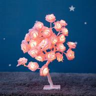 🌹 bolylight light up rose tree: 32 led night light rose lamp - perfect for home decoration, wedding, and christmas - elegant pink artificial tabletop tree логотип