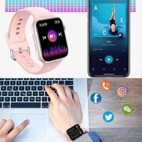 img 1 attached to 💖 Kimnix HD Full Touch Screen Smartwatch Pink Fitness Tracker with Call/Text/Heart Rate/Blood Pressure/Sleep Step Tracking, Smart Watch for Android & iOS, Women Man