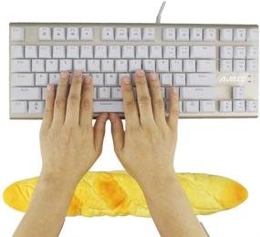 img 2 attached to Soft Toast Bread Baguette Shape Memory Foam Keyboard Wrist Rest Pad for Office, Computer, Laptop, and Keyboard - Anti-Skid Wrist Support for Easy Typing & Pain Relief