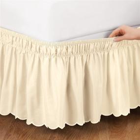 img 3 attached to 🛏️ Elastic Bed Wrap Around Dust Ruffle Bedskirt - Ivory, Queen/King Size - by Collections Etc.