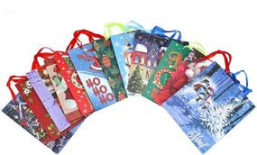 img 3 attached to 🎁 Set of 12 Christmas-themed Gift Bags with Handles, Name Tags, and Assorted Painting-style Designs - Bulk Holiday Wrapping Bags Ideal for Xmas Goodie Bags, Party Favors, Present Wrapping, Classroom Goody Bags, and Décor Supplies.