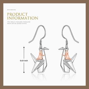 img 1 attached to 🕊️ Sterling Silver Origami Crane Earrings: Hypoallergenic Rose Gold Dangle with Cubic Zirconia Accents - Perfect Valentine's Day Gift for Bird and Girl Lovers!