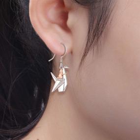 img 2 attached to 🕊️ Sterling Silver Origami Crane Earrings: Hypoallergenic Rose Gold Dangle with Cubic Zirconia Accents - Perfect Valentine's Day Gift for Bird and Girl Lovers!