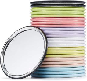img 4 attached to Getinbulk Compact Mirror: 24-Pack of Round Makeup Glass Mirrors in 8 Colors - Great Gift for Purse (2.5 Inch)