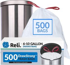 img 4 attached to 🗑️ Reli 8-10 Gallon White Drawstring Trash Bags - 500 Count Bulk, Small-Medium Bags for 6, 8, 10 Gallon Trash Cans, Garbage Bags Liners, 22"x23