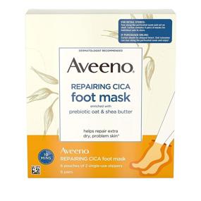 img 3 attached to 👣 Aveeno Repairing CICA Foot Mask for Extra Dry Skin, with Prebiotic Oat and Shea Butter - Moisturizing Foot Mask with 6 Pairs of Single-Use Slippers