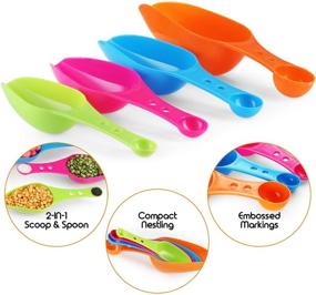 img 2 attached to 🥄 Convenient Pack of 4: 2 in 1 Scoop & Measuring Spoons Set for Canisters – Colorful, Versatile and Efficient for Dry and Liquid Ingredients