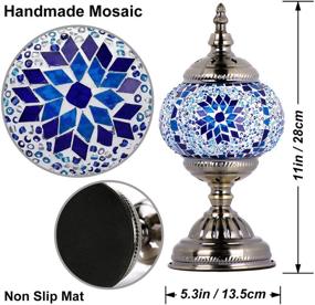 img 1 attached to 🔵 Blue Moroccan Lamp: Marrakech Turkish Table Lamp with Mosaic Glass, Bronze Base - Perfect Nightlight & Decor Piece for Living Room