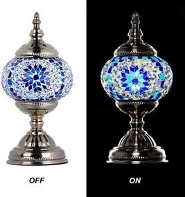 img 2 attached to 🔵 Blue Moroccan Lamp: Marrakech Turkish Table Lamp with Mosaic Glass, Bronze Base - Perfect Nightlight & Decor Piece for Living Room