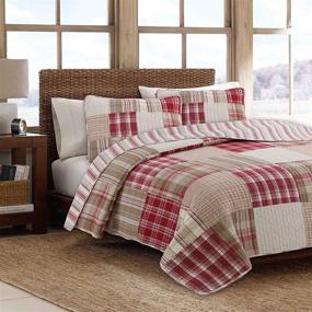 img 3 attached to 🛏️ Уютная линия товаров для домашнего текстиля Alivia Patchwork, 100% хлопковый реверсивный комплект квилта, красно-коричневый (размер King - 3 предмета)