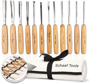 img 4 attached to Schaaf Wood Carving Tools Set - 12 Full Size Gouges and Chisels for Beginners and Professionals, with Canvas Case - Sharp, Quality-Tested CR-V 60 Steel Blades