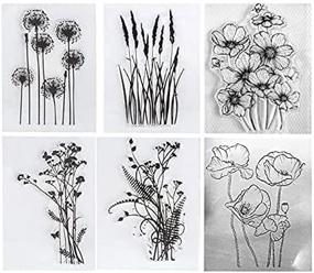 img 2 attached to 🌼 COLIBROX 6pcs/Lot Dandelion Lavender Poppies Daisy Flowers Leaves Stamp Rubber Clear Stamp/Seal for Scrapbook/Photo Album Decorative Card Making