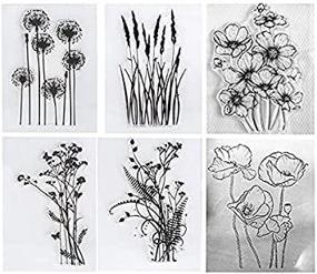 img 4 attached to 🌼 COLIBROX 6pcs/Lot Dandelion Lavender Poppies Daisy Flowers Leaves Stamp Rubber Clear Stamp/Seal for Scrapbook/Photo Album Decorative Card Making
