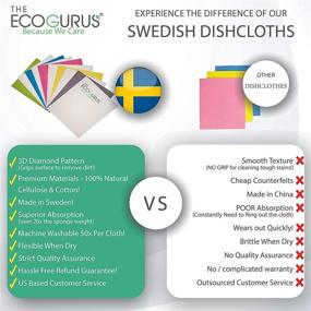 img 3 attached to Authentic Swedish Dish Cloths by The EcoGurus: 10 Assorted 🌿 Colors for Kitchen, Multi-Surface Cleaning, Cellulose & Cotton Dishtowels, No Odor