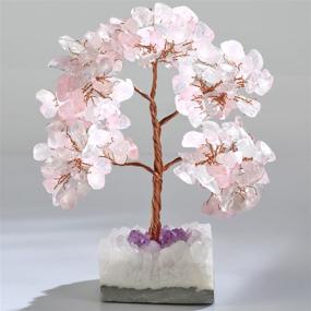 img 4 attached to Enhanced Feng Shui Natural Rose Quartz Crystal Tree on Clear Quartz Base – Healing Copper gemstones Money Tree for Desk Décor in Home or Office