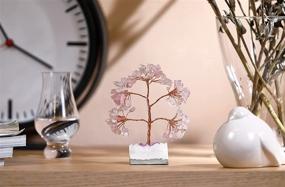 img 1 attached to Enhanced Feng Shui Natural Rose Quartz Crystal Tree on Clear Quartz Base – Healing Copper gemstones Money Tree for Desk Décor in Home or Office